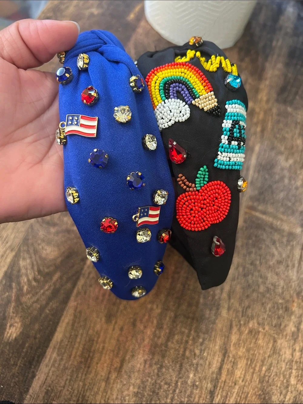 Embellished Kids Headband Set - Blue & Black